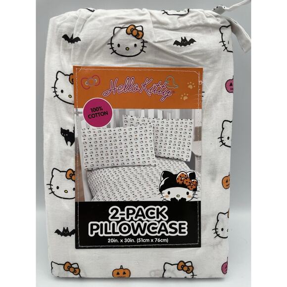 Hello Kitty 2-Pack Halloween Black Cat And Bats 20”x30” Pillowcases - Picture 1 of 5
